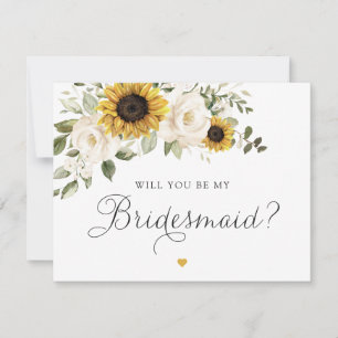 Sunflowers Greenery Will You Be My Bridesmaid Card