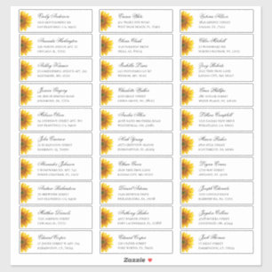 Sunflowers guests address. Rustic shipping labels