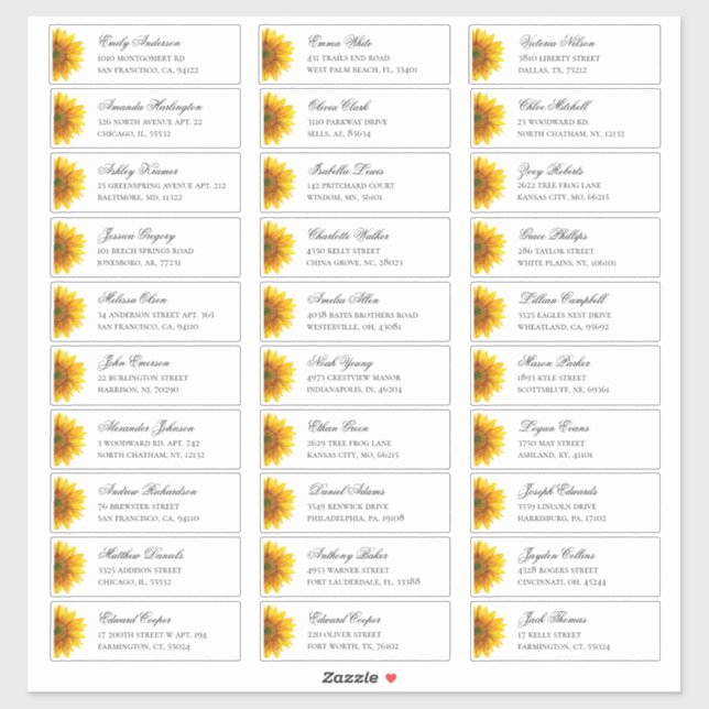 Sunflowers guests address. Rustic shipping labels (Sheet)