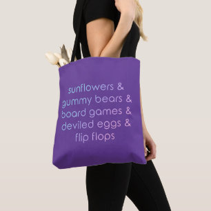"Sunflowers & Gummy Bears & Board Games" Tote Bag