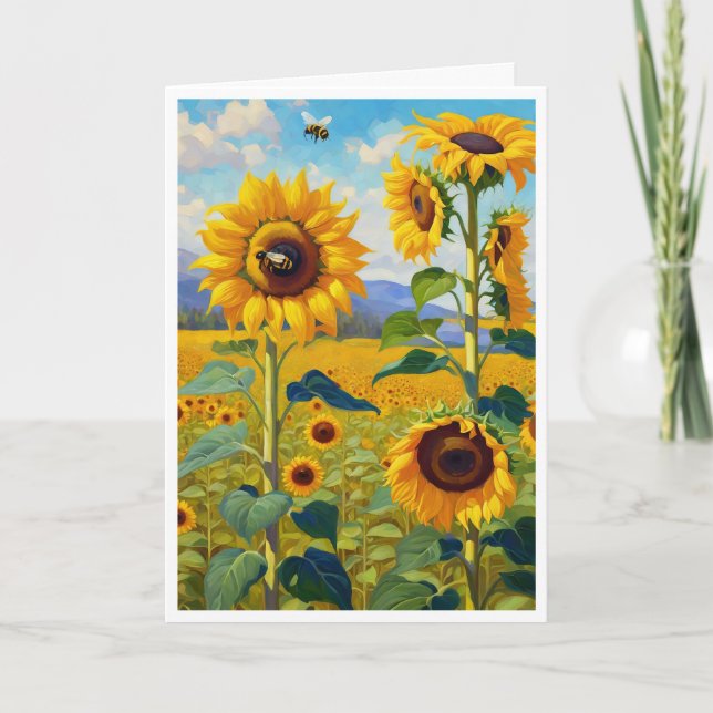 Sunflowers Happy Birthday Add Your Text Greeting Card (Front)