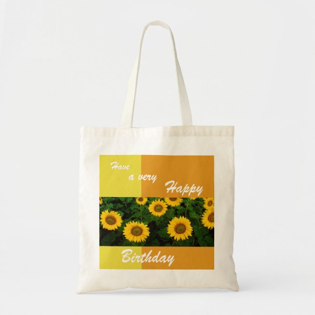 Sunflowers - Happy Birthday Budget Tote Bag (Front)
