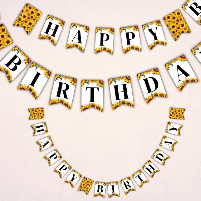 Sunflowers Happy Birthday Bunting Flag Banner (🌻 Nature's Joy: Sunflowers Birthday Bunting Flag Banner! 🎉)