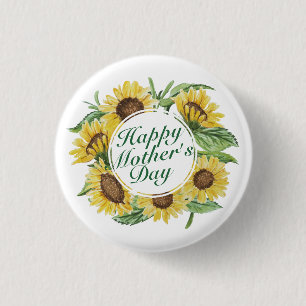 Sunflowers Happy Mother's Day Floral Frame Button