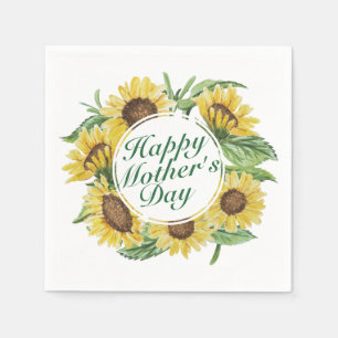 Sunflowers Happy Mother's Day Floral Frame Napkin