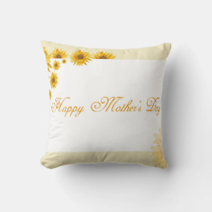 Sunflowers Happy Mother's Day Floral Greeting Throw Pillow