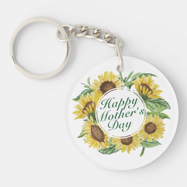 Sunflowers Happy Mother's Day Floral Keychain (Front)