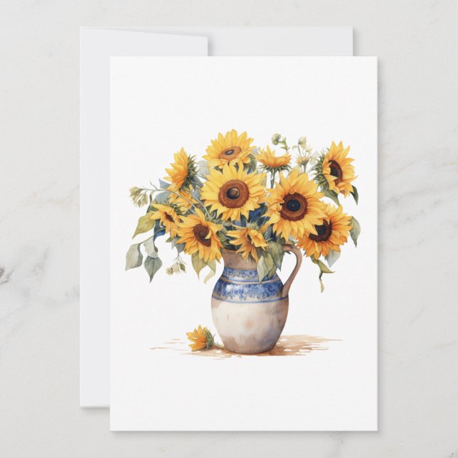Sunflowers Hello Customizable Flat Greeting Card (Front)