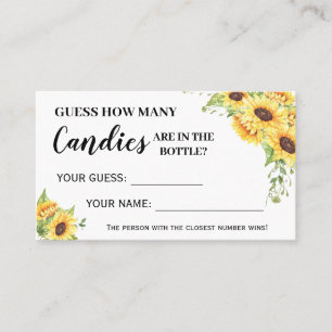 Sunflowers How Many Candies Baby Shower game card