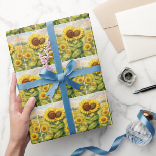 Sunflowers Hugging Each Other Wrapping Paper