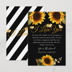 Sunflowers I Love You Anniversary Card For Wife