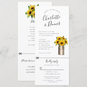 Sunflowers i milkbucket invitation w rsvp attached