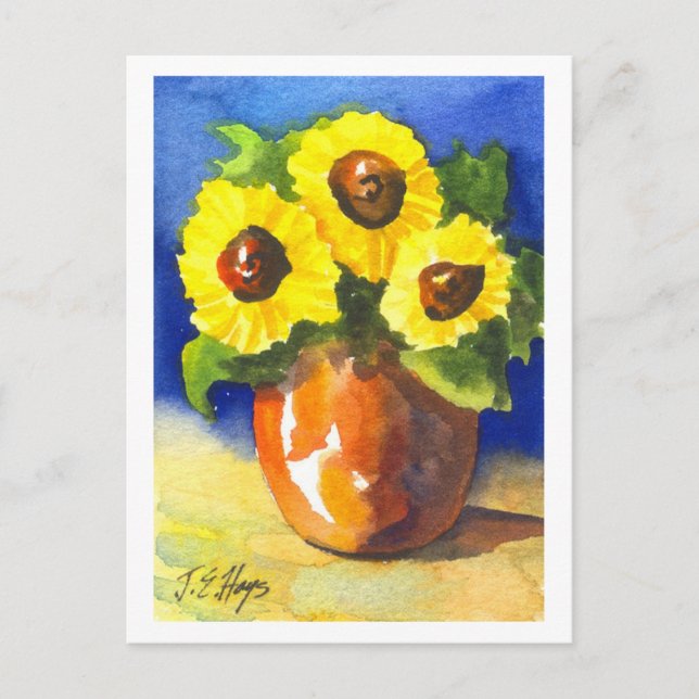 Sunflowers in a Clay Pot Postcard (Front)