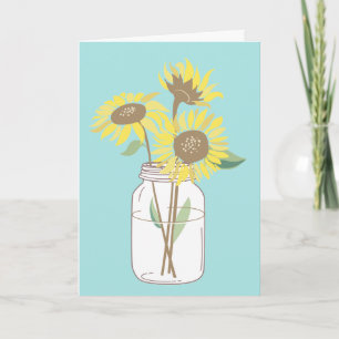Sunflowers in a mason jar card