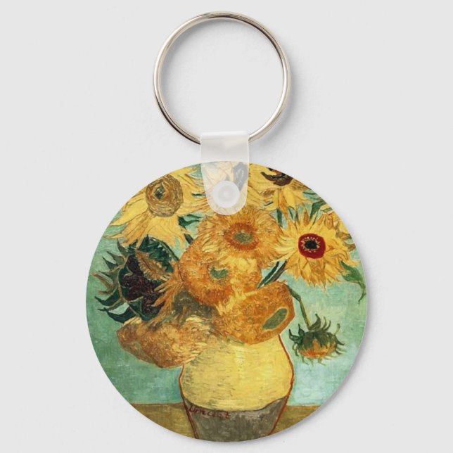 Sunflowers in a Vase (F455) Van Gogh Fine Art Keychain (Front)