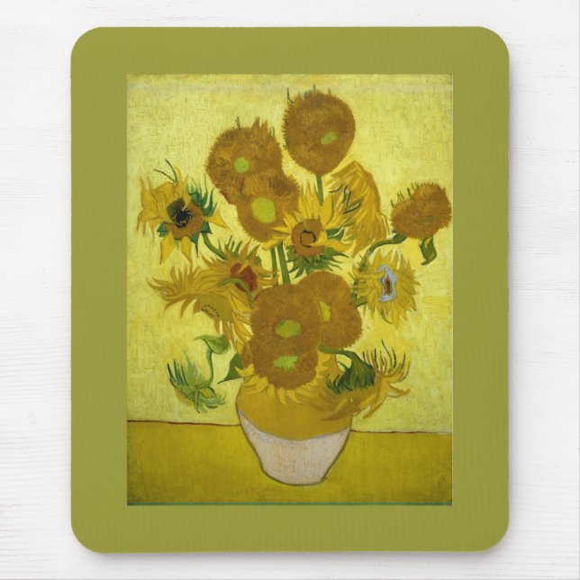 Sunflowers in a Vase Van Gogh Fine Art Mouse Pad (Front)