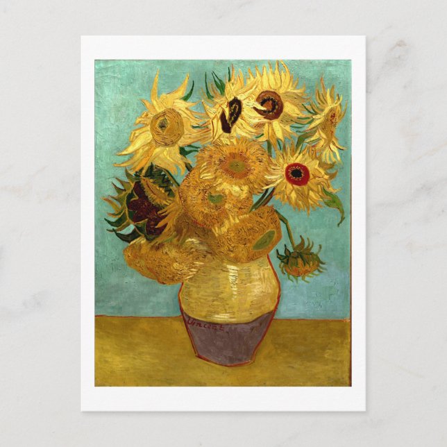 Sunflowers in a Vase Van Gogh Fine Art Postcard (Front)