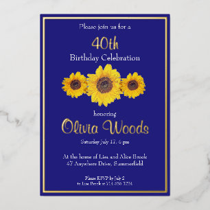 Sunflowers in blue - 40th birthday