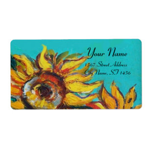 SUNFLOWERS IN BLUE TURQUOISE ,SUMMER PARTY