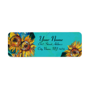 SUNFLOWERS IN BLUE TURQUOISE ,SUMMER PARTY