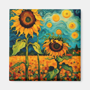 Sunflowers in garden magnet