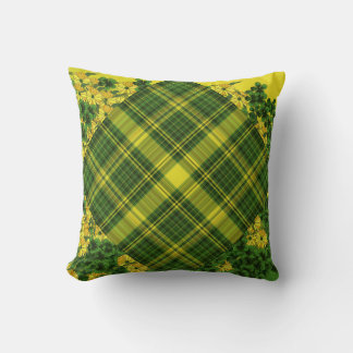 Sunflowers in Gold/Plaid Patchwork Throw Pillow