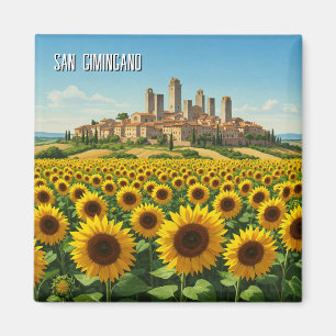 Sunflowers in San Gimingano Italy Travel Magnet