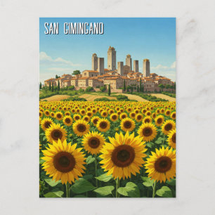 Sunflowers in San Gimingano Italy Travel Postcard