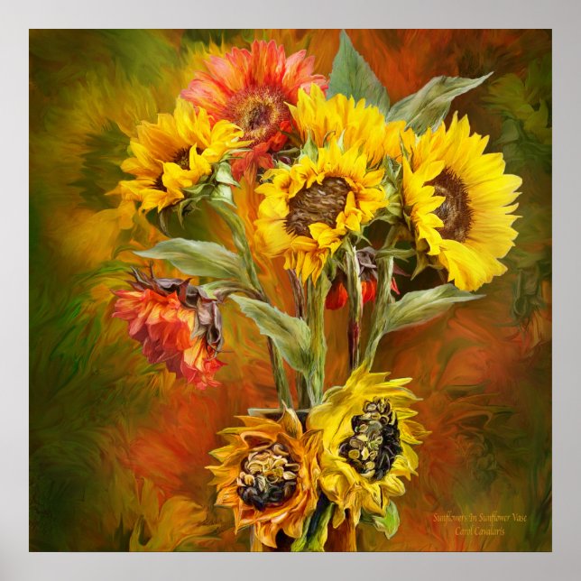 Sunflowers In Sunflower Vase - Sq_Art Poster/Print Poster (Front)