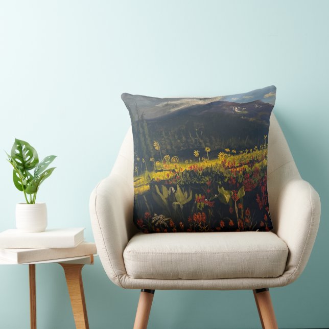 Sunflowers in the Mountains, by Gary Poling Throw Pillow (Chair)