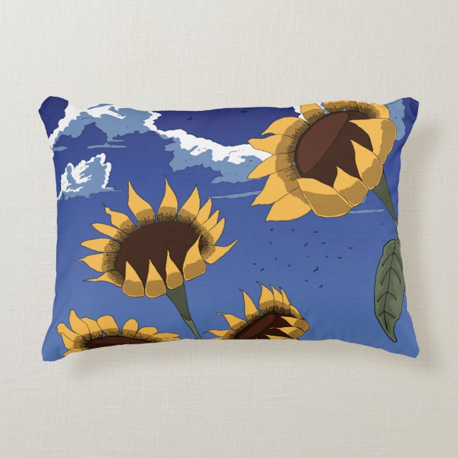 Sunflowers in the Summer Accent Pillow (Front)