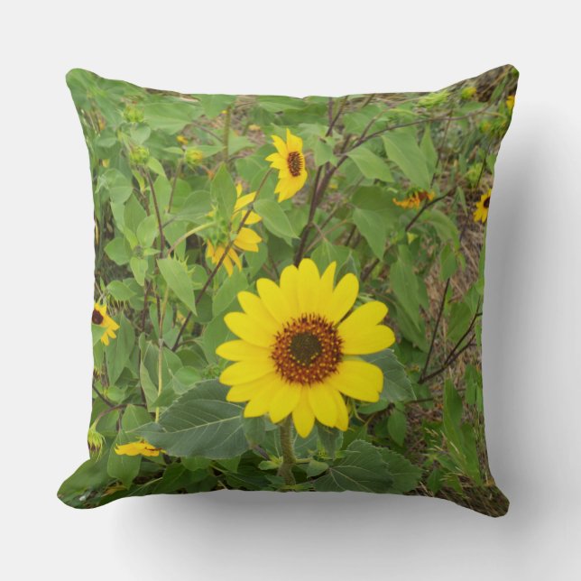 Sunflowers In The Wind, Big Throw Cushion. Throw Pillow (Front)