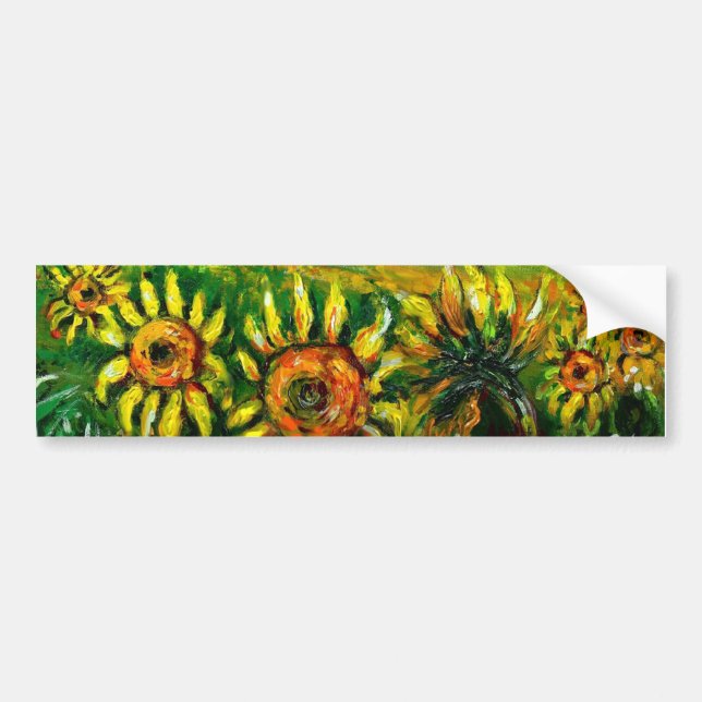 SUNFLOWERS IN TUSCANY COUNTRYSIDE -detail Bumper Sticker (Front)