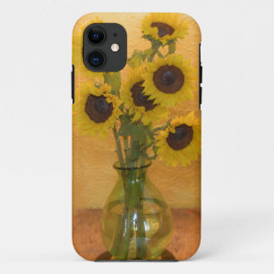 Sunflowers in vase on table 2 iPhone 11 case