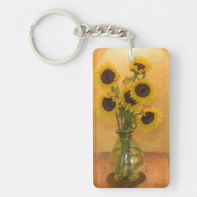 Sunflowers in vase on table 2 keychain (Front)