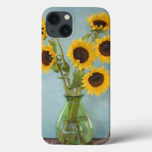 Sunflowers in vase on table iPhone 13 case