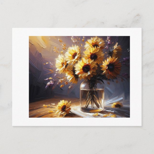 Sunflowers in Vase,  Postcard (Front)