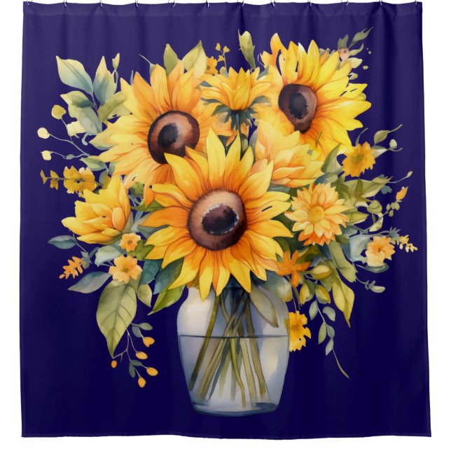 Sunflowers in Vase Shower Curtain (Front)