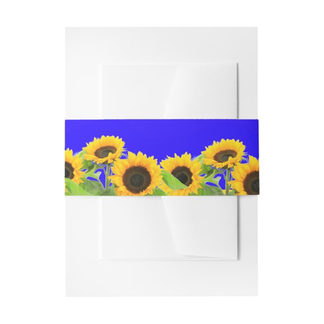 Sunflowers Invitation Belly Band Ukrainian Colours (Front Example)