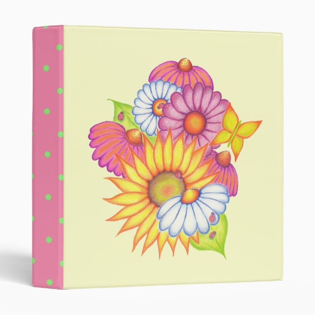 Sunflowers Ladybugs Scrapbook Binder (Front/Spine)