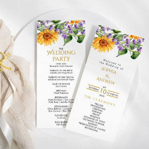 Sunflowers & Lavander Rustic Wedding Programs