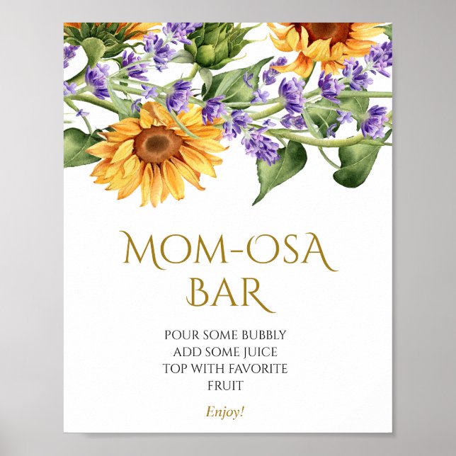 Sunflowers & Lavander Shower Momosa Bar Sign (Front)