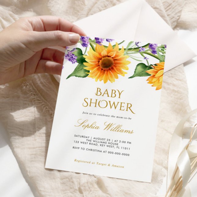  Sunflowers & Lavender Baby Shower Invitation (Creator Uploaded)