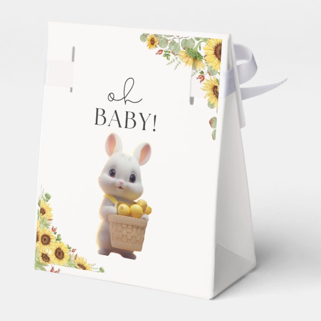 Sunflowers Lemon Citrus Rabbit Summer Baby Shower  Favor Box (Back Side)