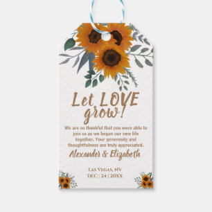  Sunflowers Let Love Grow Wedding Favour Gift Tags
