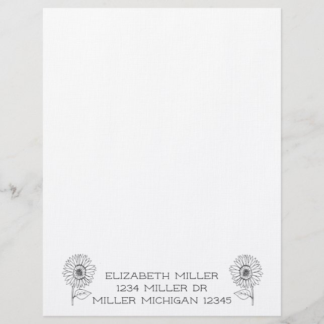 Sunflowers Letterhead (Front)