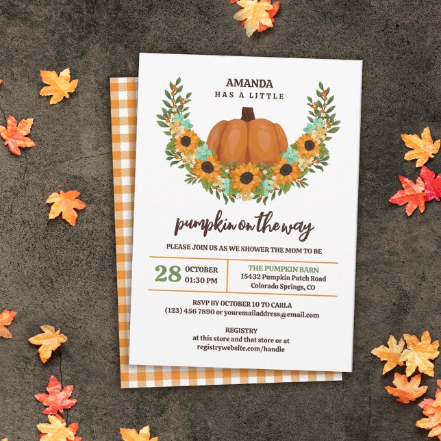 Sunflowers Little Pumpkin Gender Neutral Invitation (Creator Uploaded)