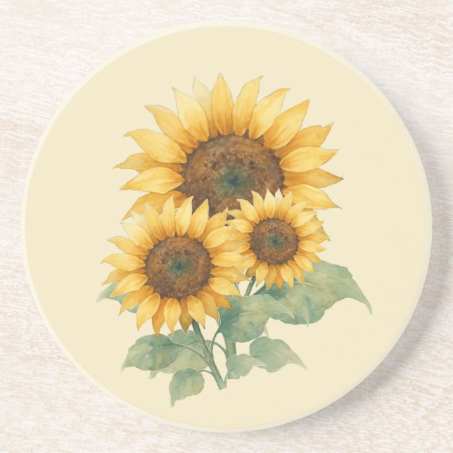 Sunflowers lover gift sandstone coaster (Front)