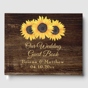 Sunflowers Mariage Livre d'or sur Wood Country