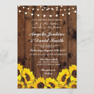 Sunflowers Mariage Rustic Floral Invitation léger